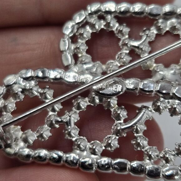 Vintage Unique Kramer New York Clear Crystal Rhinestone Brooch Pin Art Deco - Picture 3 of 6